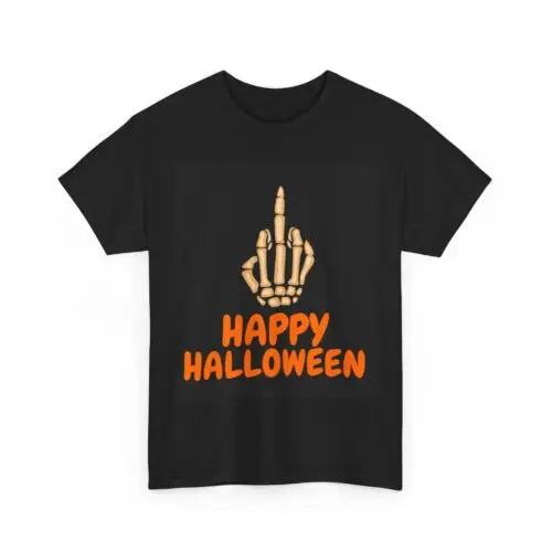Happy Halloween Skeleton Middle Finger Tee